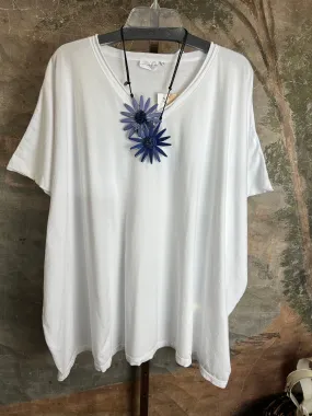 8715 Solid V-Elbow Tunic Tshirt-White