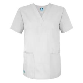 Adar Universal Unisex V-Neck 2 Pocket Scrub Top White L