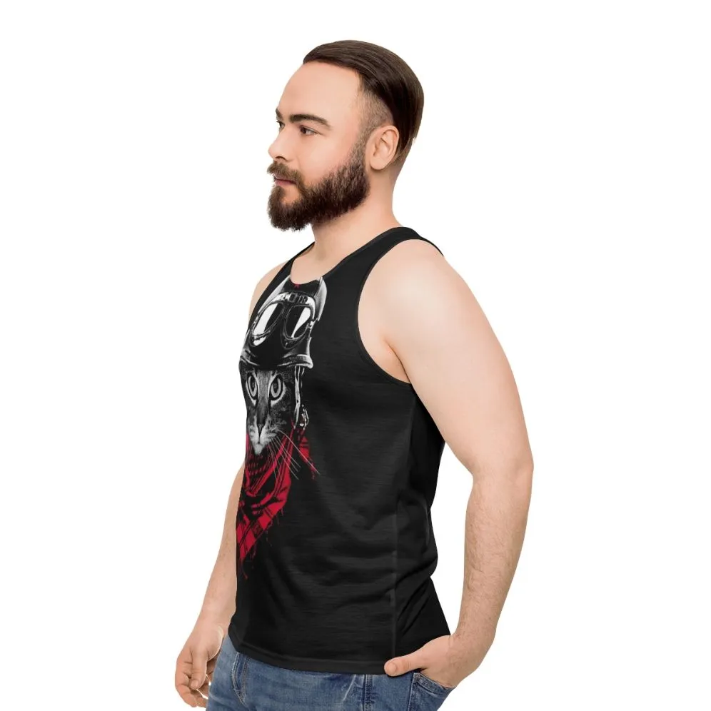 Adventurer Cat Unisex Tank Top | Cute Animal Graphics
