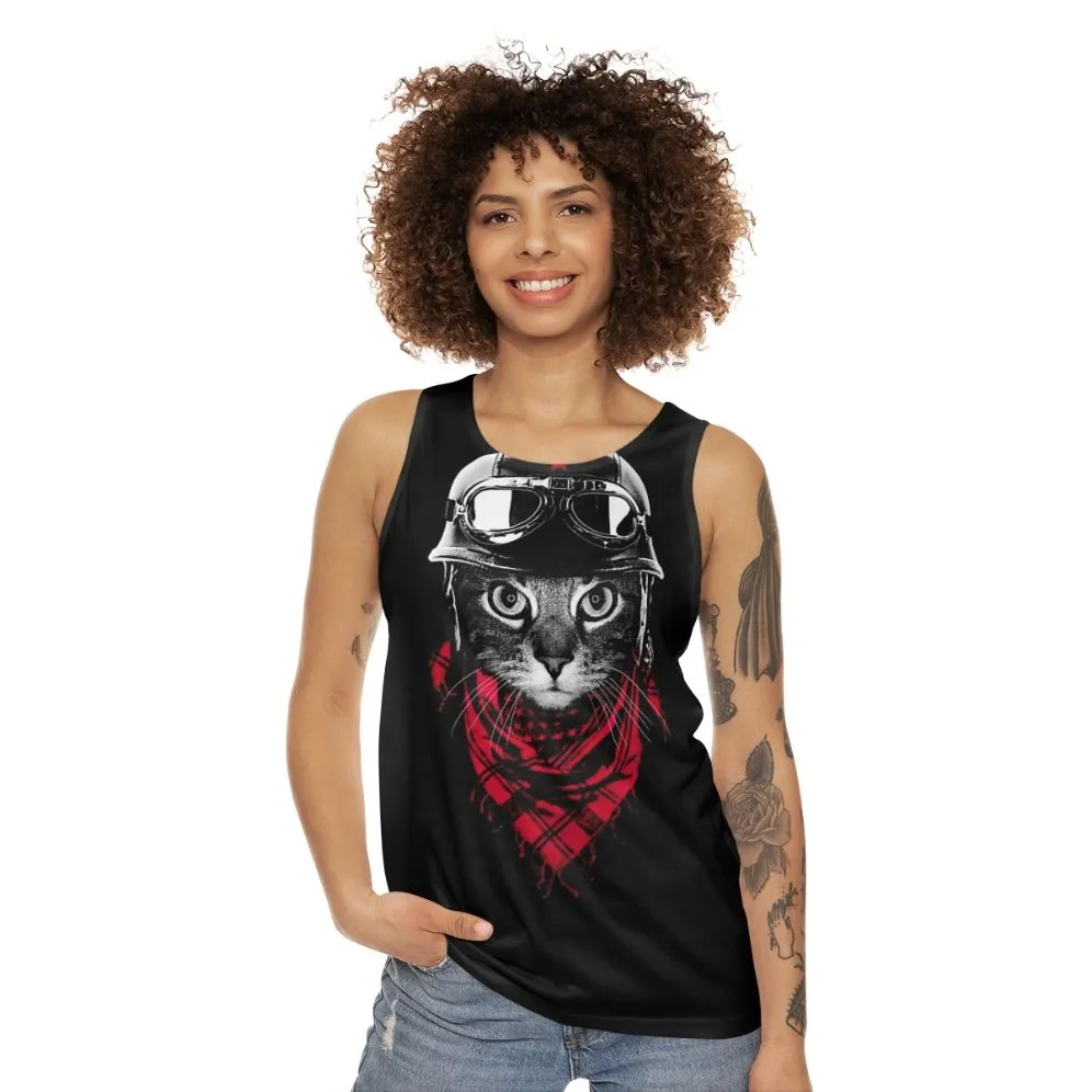 Adventurer Cat Unisex Tank Top | Cute Animal Graphics