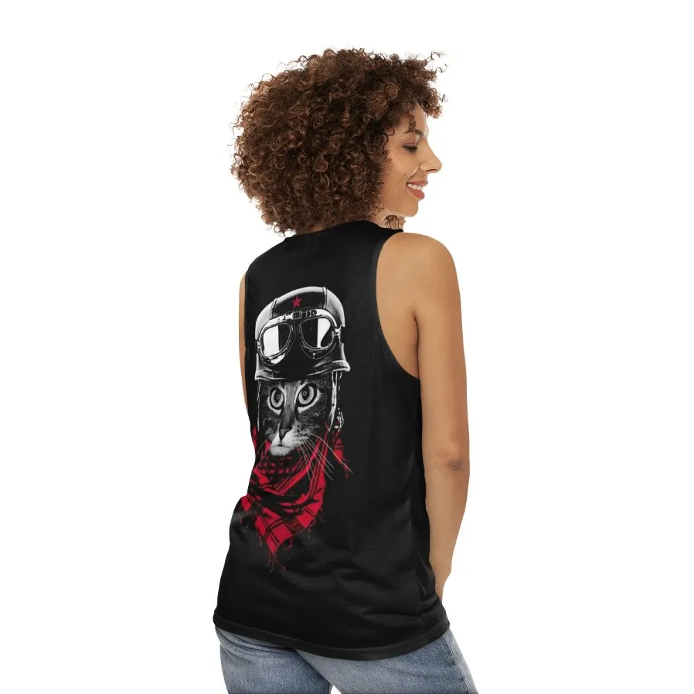 Adventurer Cat Unisex Tank Top | Cute Animal Graphics
