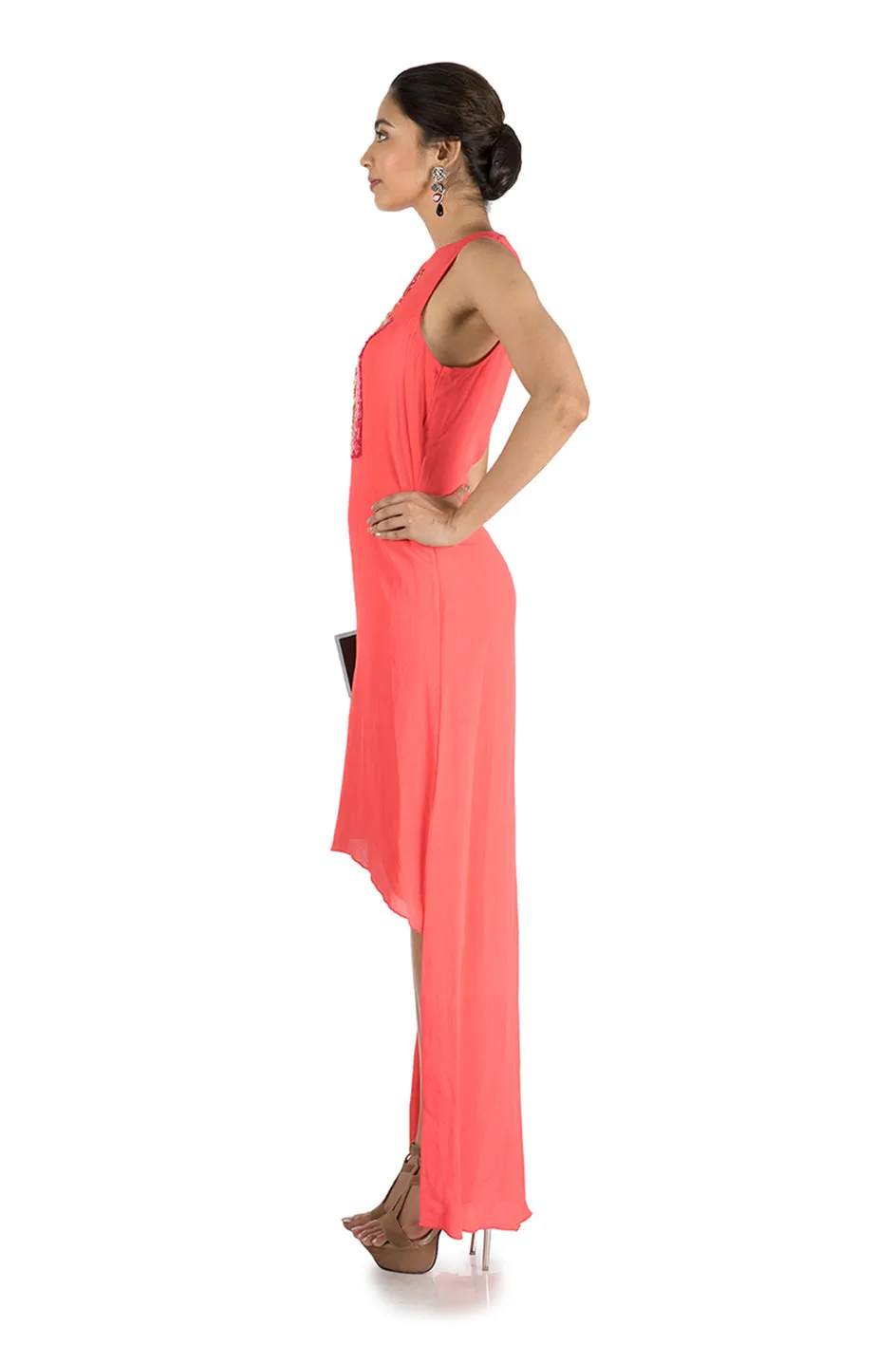 Anushree Agarwal Bright Peach Long Short Tunic