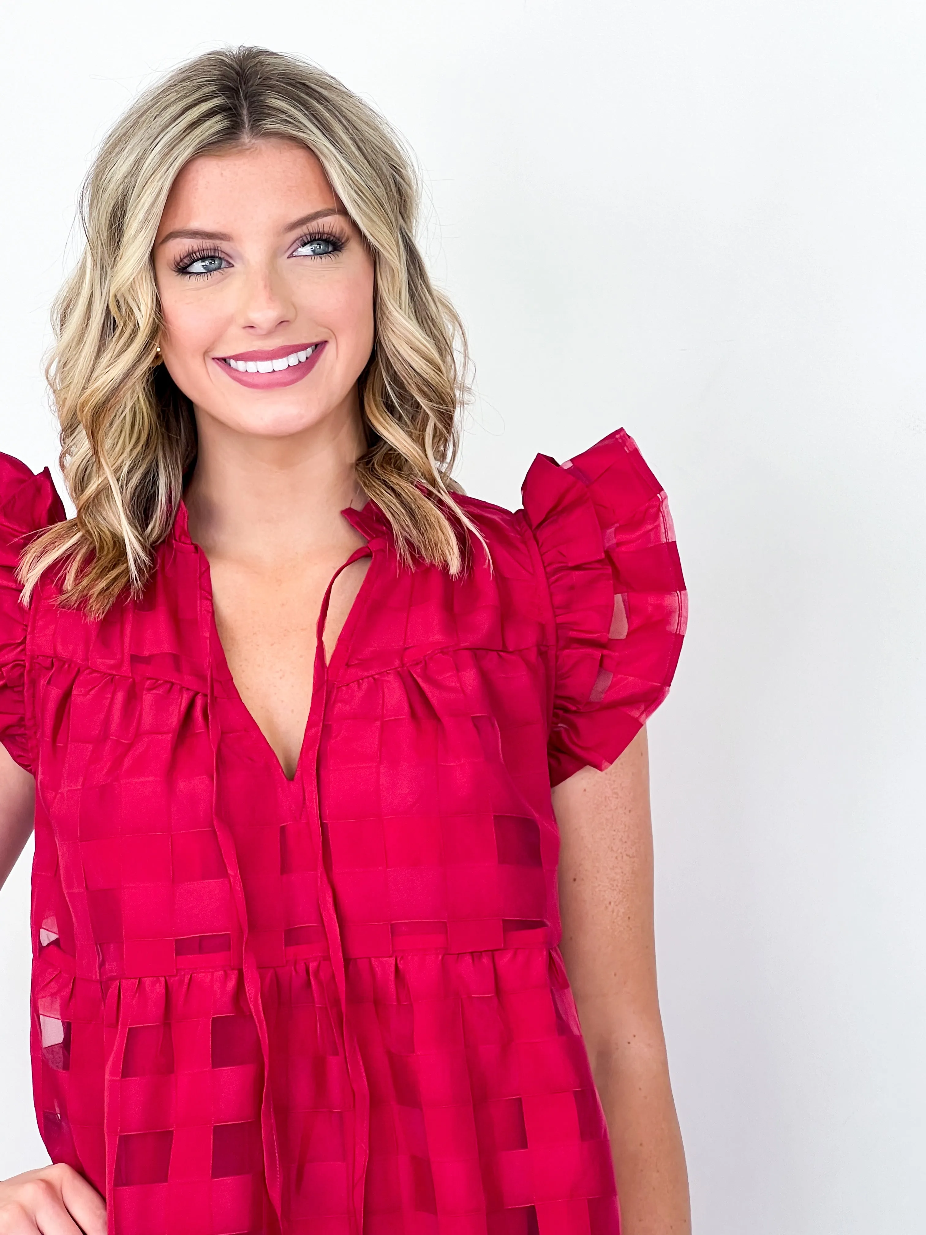 Aubrey - Ruffle Shoulder Dress