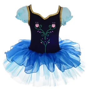 BA059 Princess Anna Tulip Embroidery Ballet Tutus Dancewear Fairy Costume Size 2-7