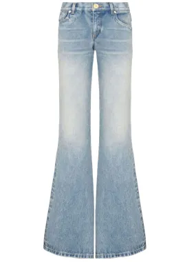 BALMAIN Blue Washed Cropped Denim Jeans - SS24 Collection
