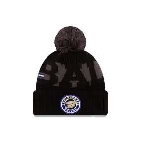 Baltimore Ravens New Era Black/Graphite 2020 NFL Sideline - Official Sport Pom Cuffed Knit Toque
