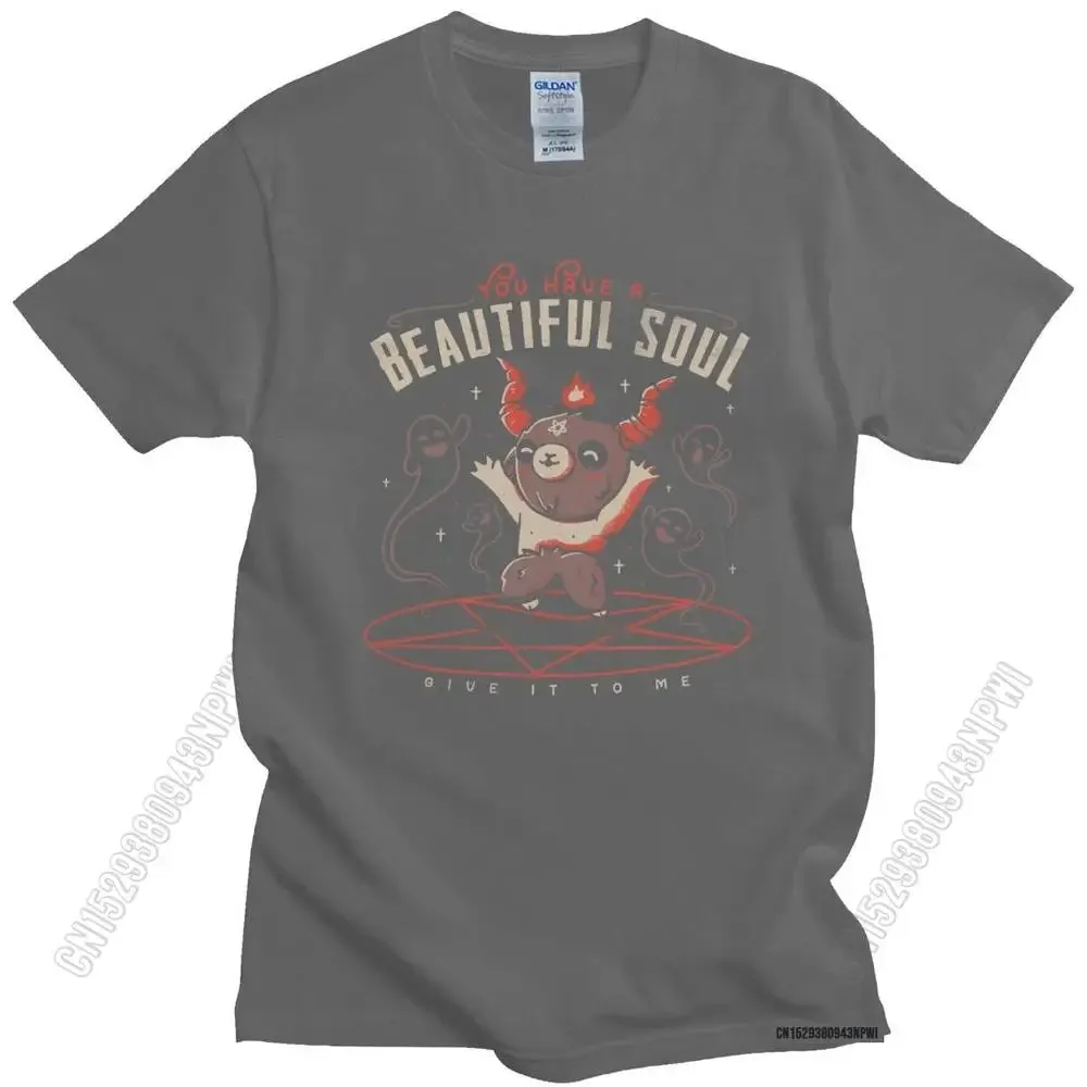 Baphomet's Beautiful Soul Men's Cotton T-Shirt – Subversive Gothic Occult Goat Tee for Casual Summer Style