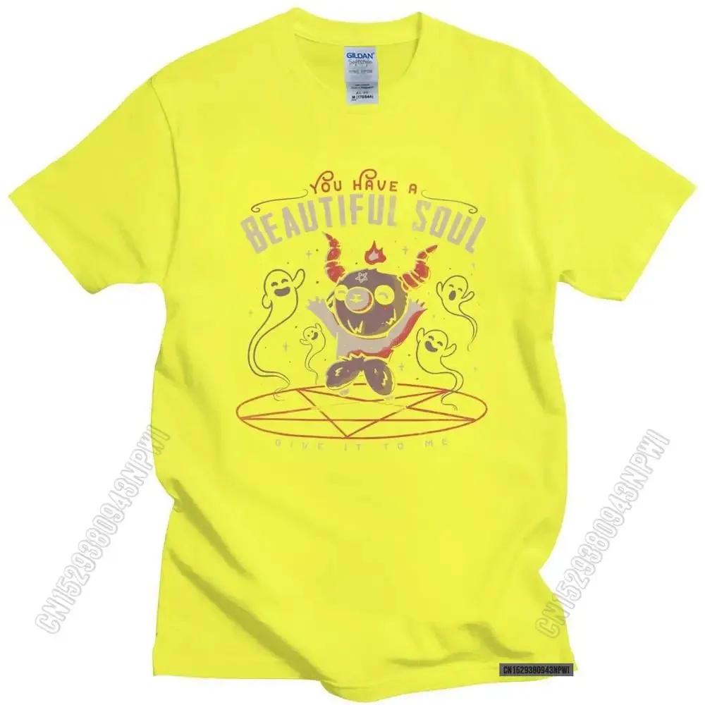 Baphomet's Beautiful Soul Men's Cotton T-Shirt – Subversive Gothic Occult Goat Tee for Casual Summer Style