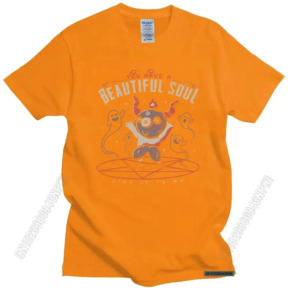 Baphomet's Beautiful Soul Men's Cotton T-Shirt – Subversive Gothic Occult Goat Tee for Casual Summer Style