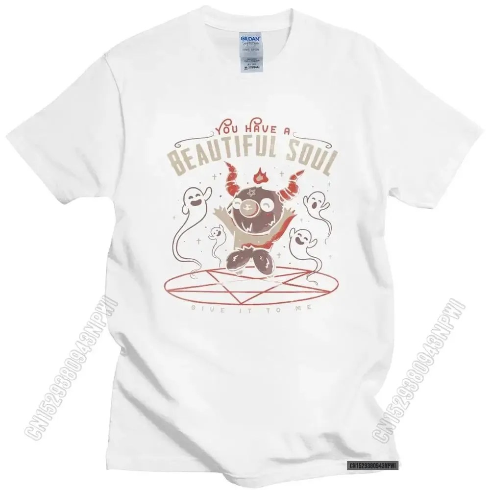 Baphomet's Beautiful Soul Men's Cotton T-Shirt – Subversive Gothic Occult Goat Tee for Casual Summer Style