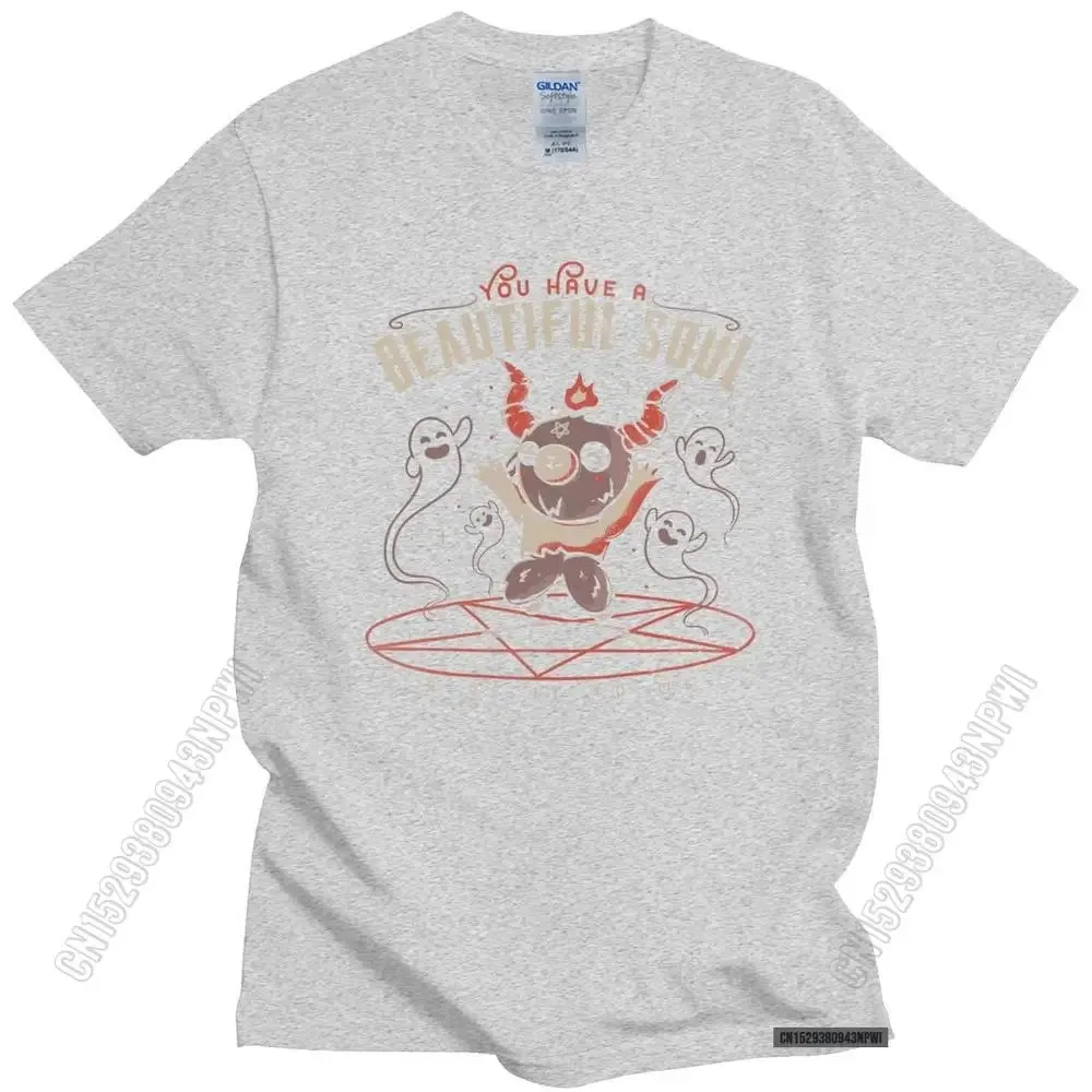 Baphomet's Beautiful Soul Men's Cotton T-Shirt – Subversive Gothic Occult Goat Tee for Casual Summer Style