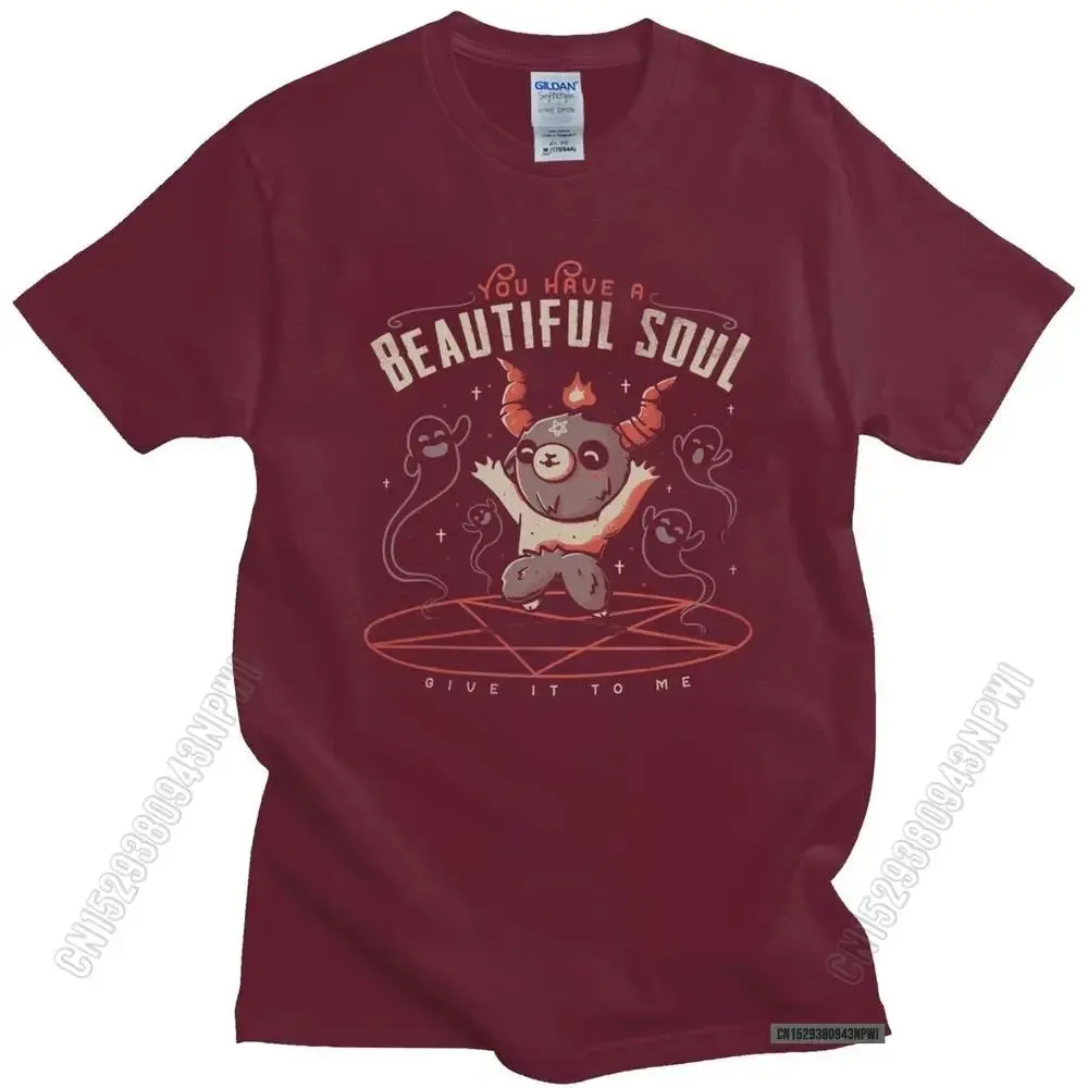 Baphomet's Beautiful Soul Men's Cotton T-Shirt – Subversive Gothic Occult Goat Tee for Casual Summer Style