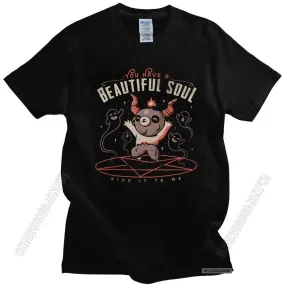 Baphomet's Beautiful Soul Men's Cotton T-Shirt – Subversive Gothic Occult Goat Tee for Casual Summer Style