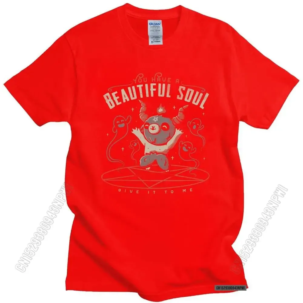 Baphomet's Beautiful Soul Men's Cotton T-Shirt – Subversive Gothic Occult Goat Tee for Casual Summer Style