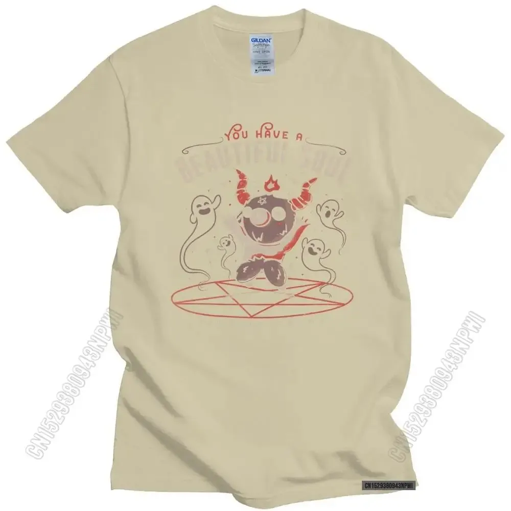 Baphomet's Beautiful Soul Men's Cotton T-Shirt – Subversive Gothic Occult Goat Tee for Casual Summer Style