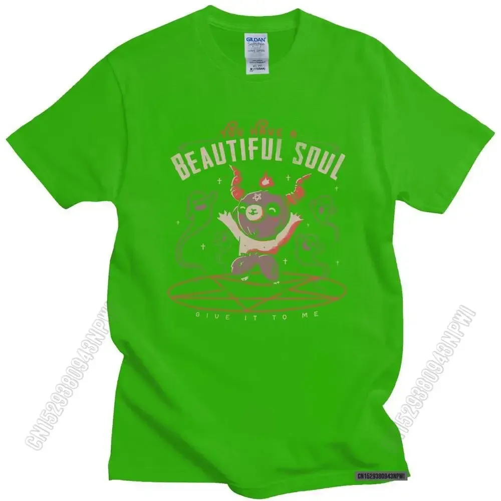 Baphomet's Beautiful Soul Men's Cotton T-Shirt – Subversive Gothic Occult Goat Tee for Casual Summer Style