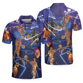 Basketball It's In My DNA Polo Shirt, Blue Basketball Shirt Design, Basketball Team Polo Shirt