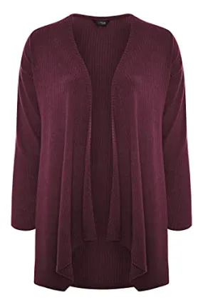 Berry Ribbed Waterfall Cardigan - Women's - Plus Size Curve