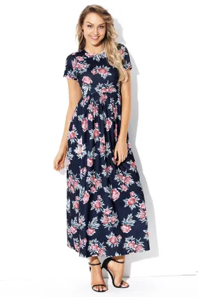 Black Floral Print Casual Maxi Dress