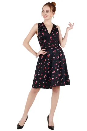 Black Floral Printed Mutliway Wear Dress