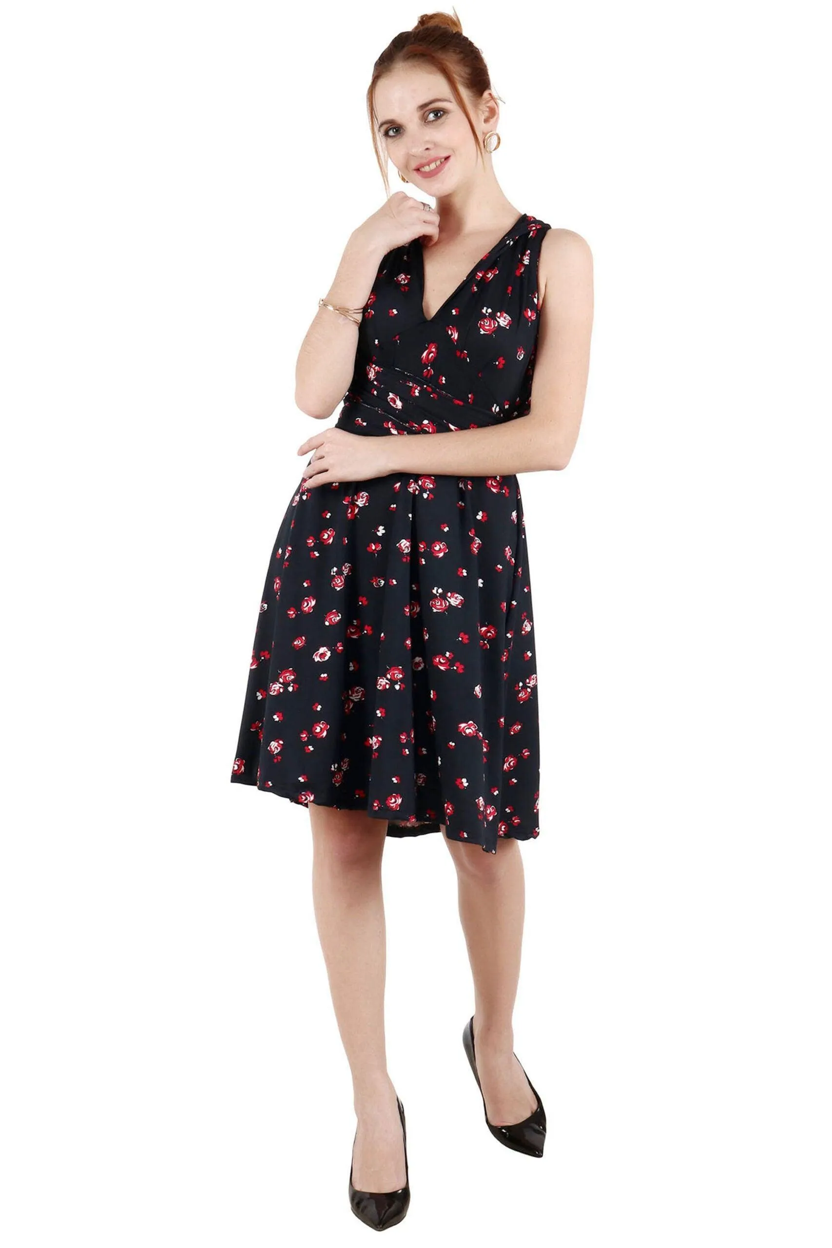 Black Floral Printed Mutliway Wear Dress