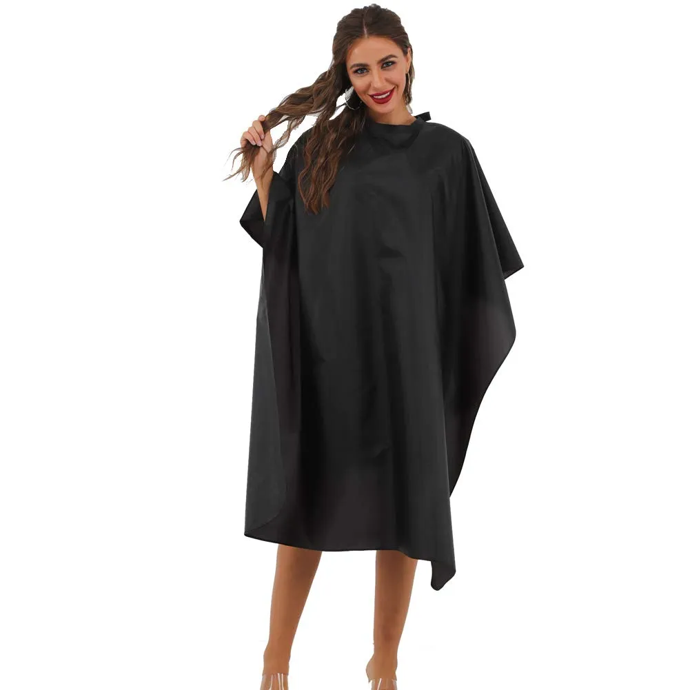 Black Waterproof Hair Salon Cape Professional Barber Cape with Metal Snap Closure Hair Cutting Cape for Adults Water Resistant Hairdressing Cape 59" x 47" (Pack of 1) Pack of 1