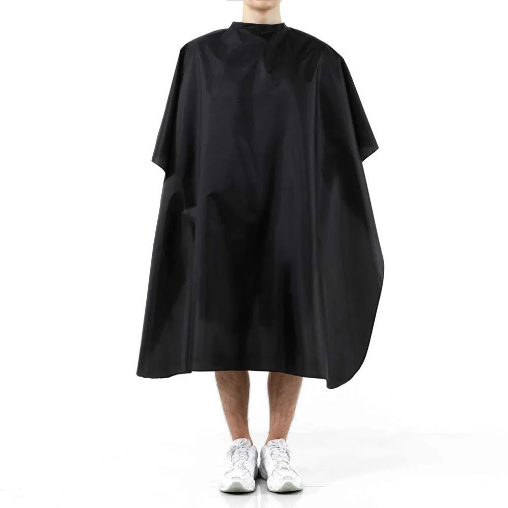 Black Waterproof Hair Salon Cape Professional Barber Cape with Metal Snap Closure Hair Cutting Cape for Adults Water Resistant Hairdressing Cape 59" x 47" (Pack of 1) Pack of 1