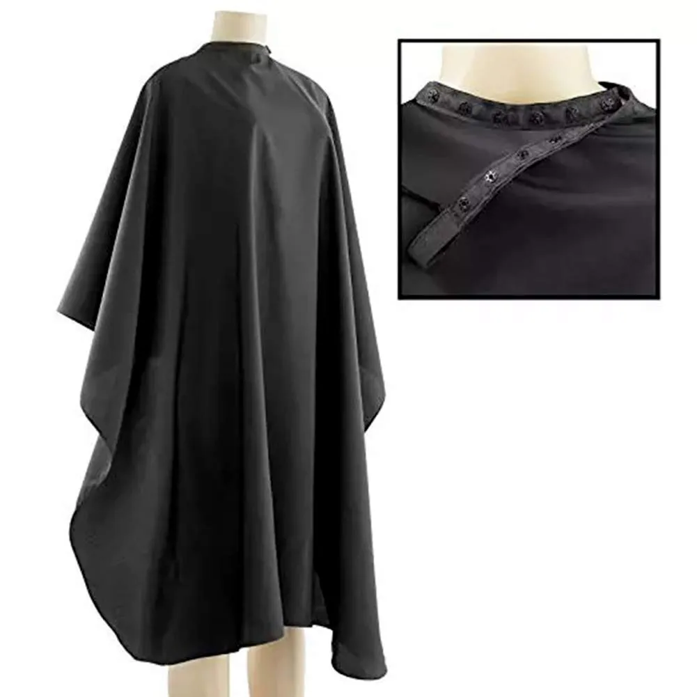 Black Waterproof Hair Salon Cape Professional Barber Cape with Metal Snap Closure Hair Cutting Cape for Adults Water Resistant Hairdressing Cape 59" x 47" (Pack of 1) Pack of 1