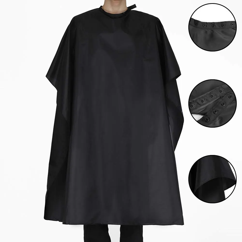 Black Waterproof Hair Salon Cape Professional Barber Cape with Metal Snap Closure Hair Cutting Cape for Adults Water Resistant Hairdressing Cape 59" x 47" (Pack of 1) Pack of 1