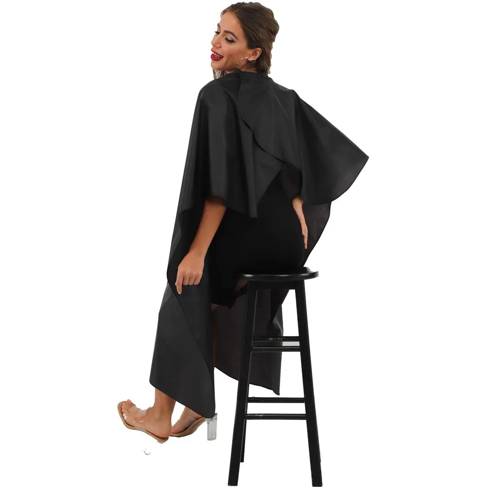 Black Waterproof Hair Salon Cape Professional Barber Cape with Metal Snap Closure Hair Cutting Cape for Adults Water Resistant Hairdressing Cape 59" x 47" (Pack of 1) Pack of 1