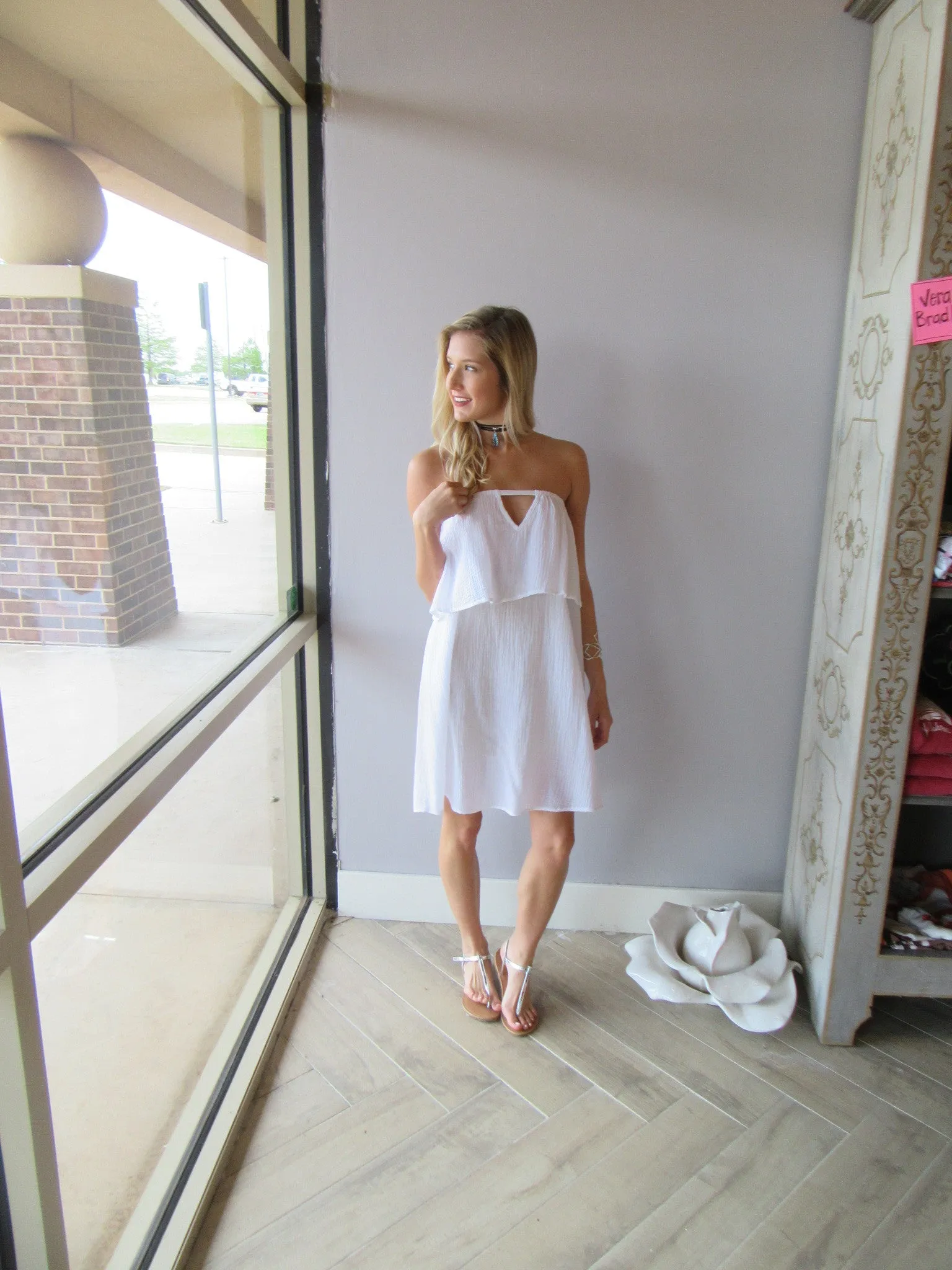 *BOBI Gauze DOMINICA Layered Cutout Tunic Dress