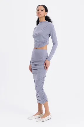 BSL Women Draped Midi Pencil Skirt - Bountiful