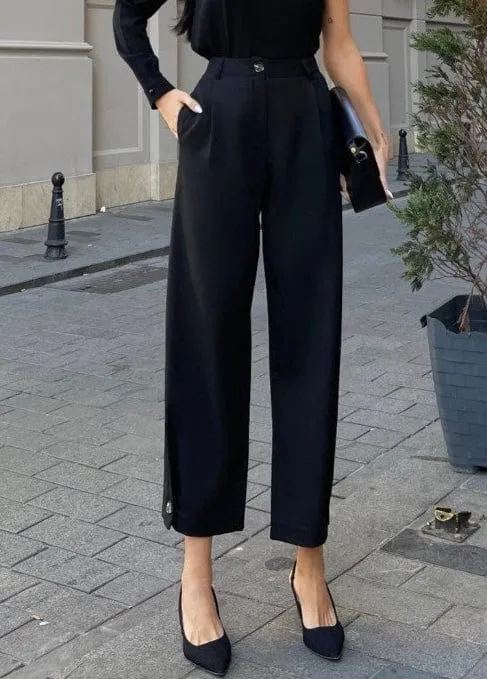 Button Style Black Pant