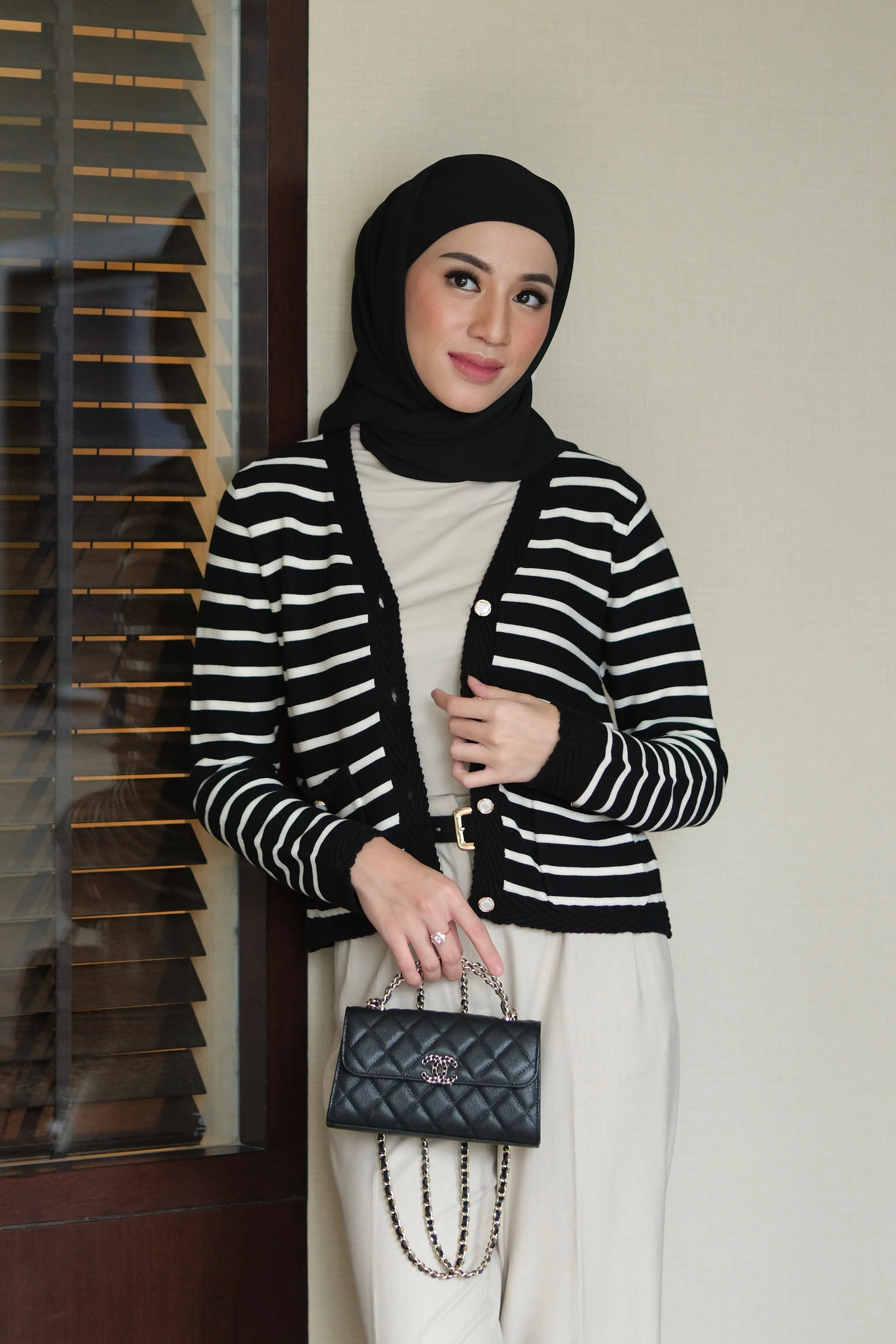Candy Cardy - Black - Cardigan Stripe Wanita - KW1700060