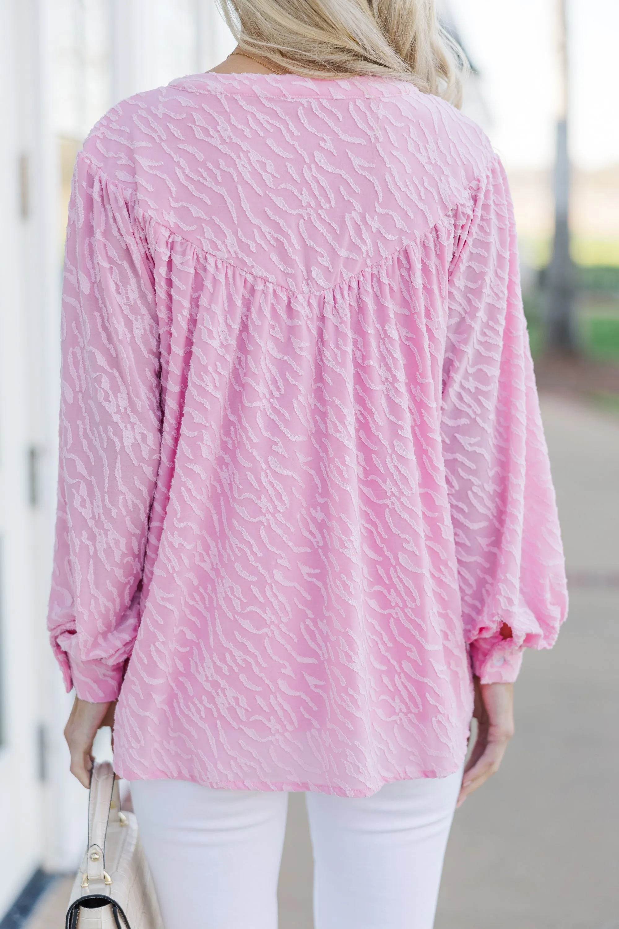 Can't Stop Dreaming Pink Textured Tunic