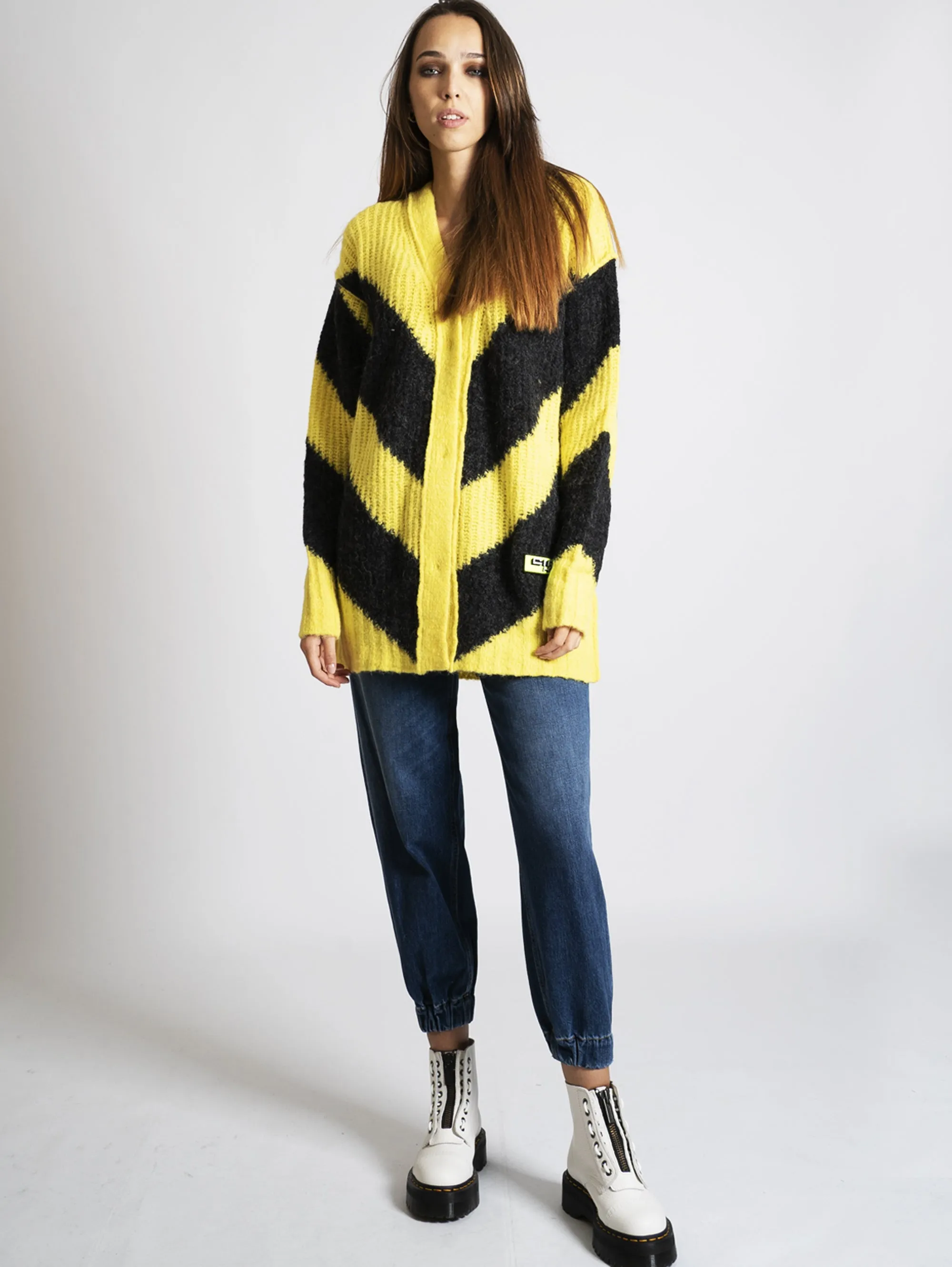 Cardigan Maxi  Lemon/Black