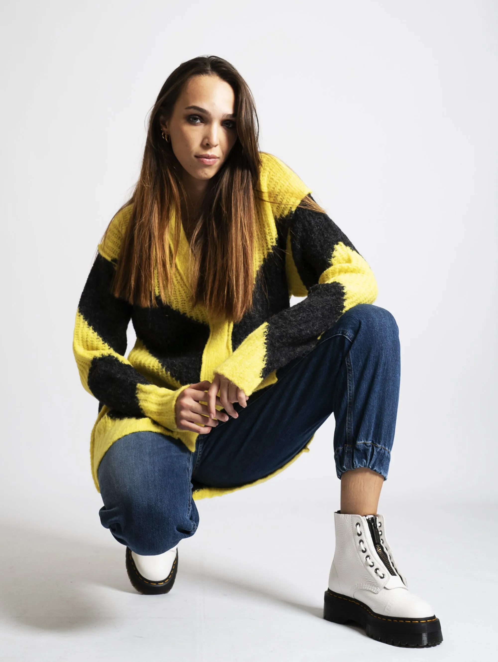 Cardigan Maxi  Lemon/Black