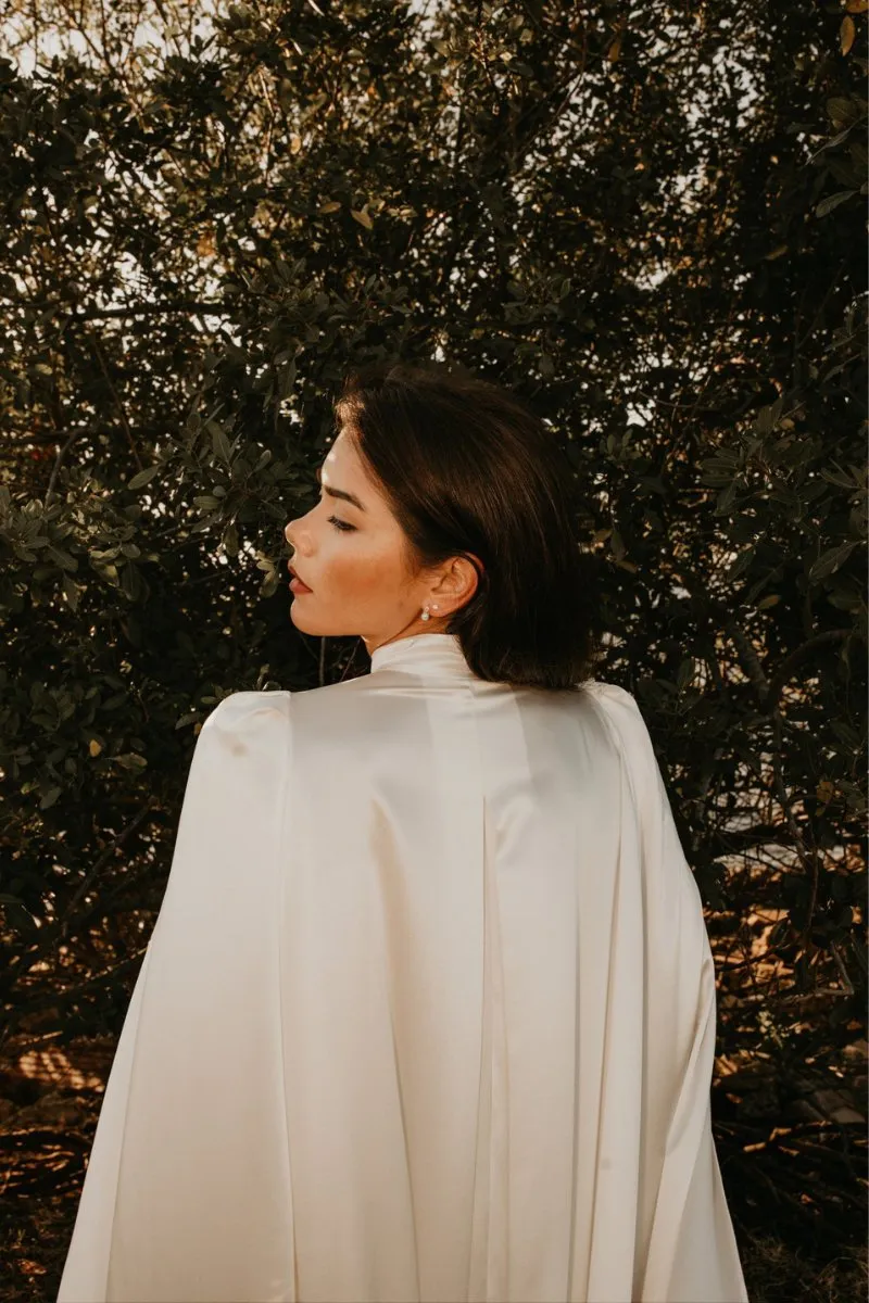 Carolina Cathedral Length Silk Bridal Cape