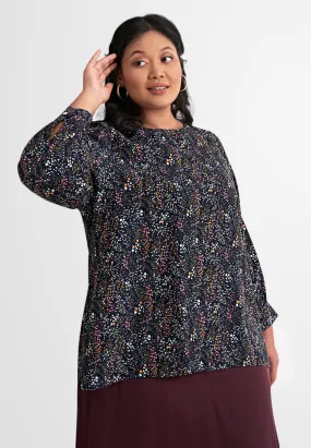 Charlize Round Neck Printed Blouse