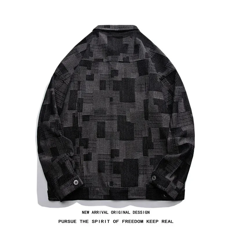 Chicmy-2025 New spring denim jacket man coat Vintage Loose Denim Jacket with Grid Pattern High End American Casual Jean Coat for Men