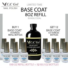 CnC Gel Base Coat Refill 8oz & 12 bottles 0.5oz