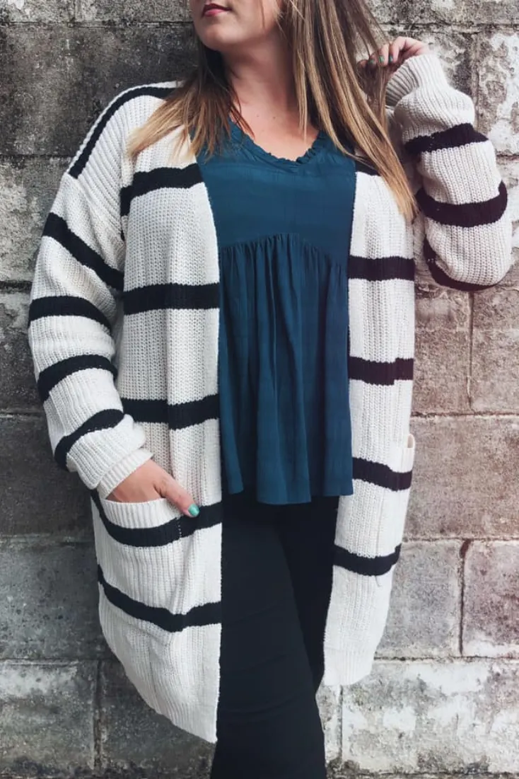 Coffee House Black Stripe Cardigan