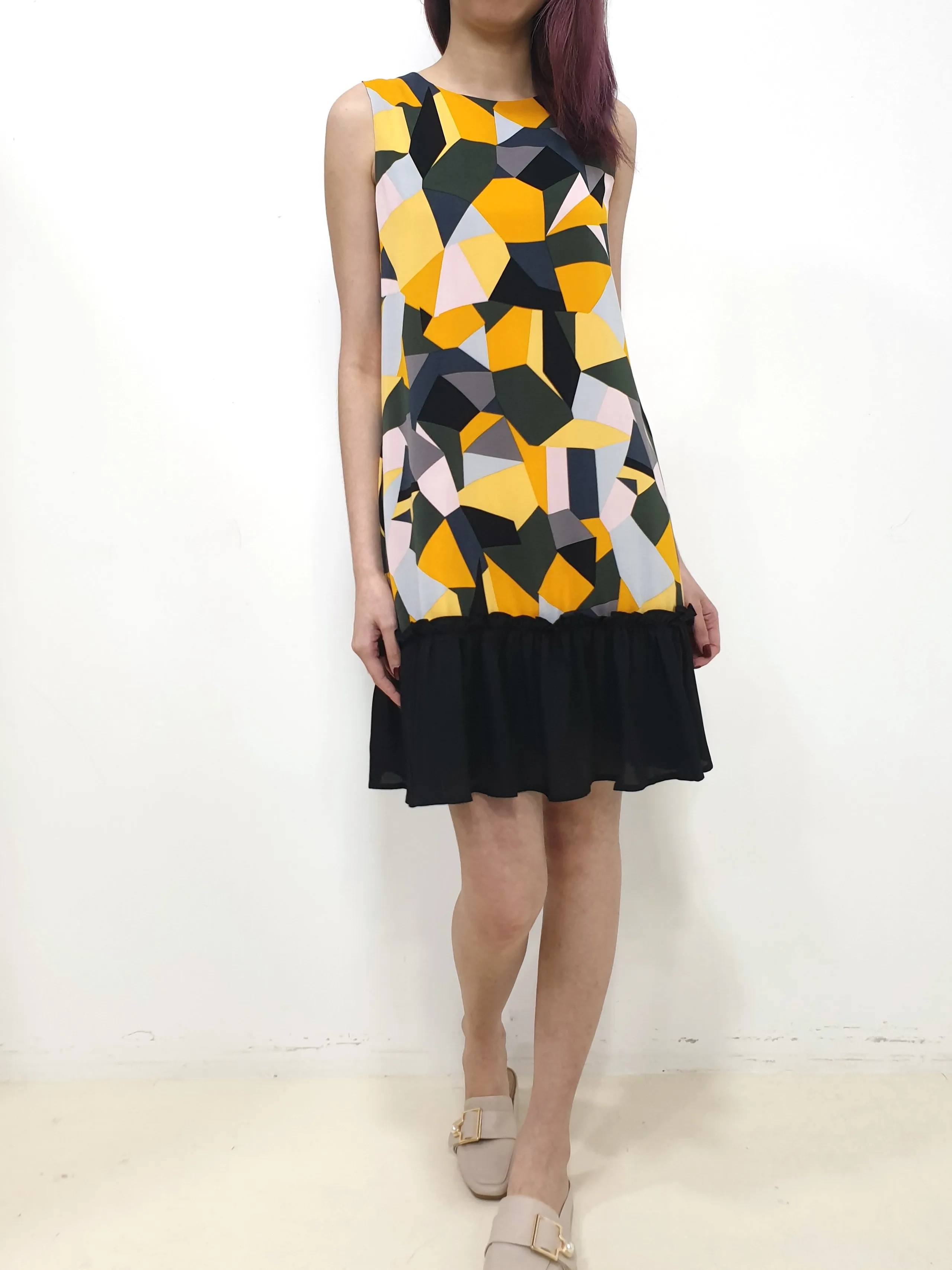 Colour Symphony Ruffles Hem Dress - Yellow