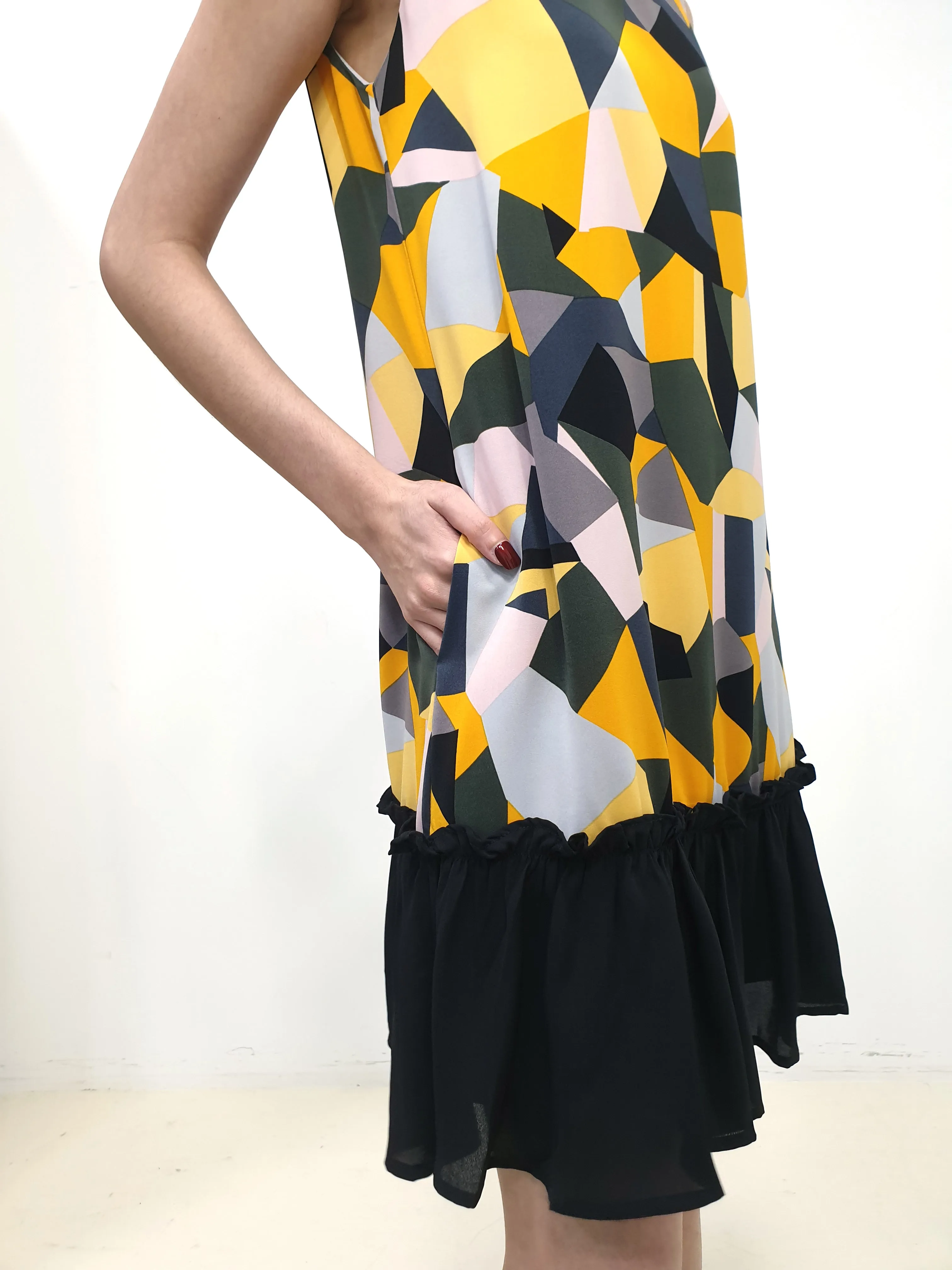 Colour Symphony Ruffles Hem Dress - Yellow