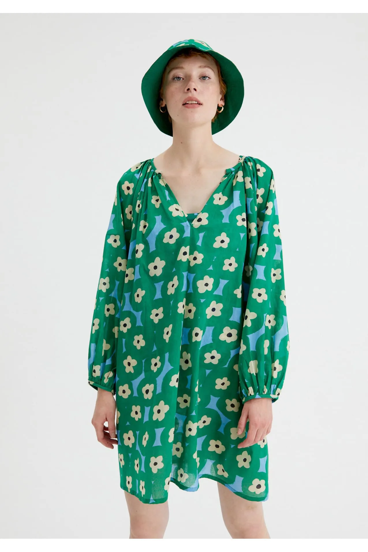 Compania Fantastica Beach Green Flower Print mini tunic dress