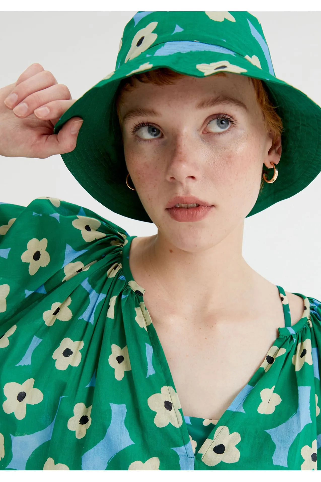 Compania Fantastica Beach Green Flower Print mini tunic dress