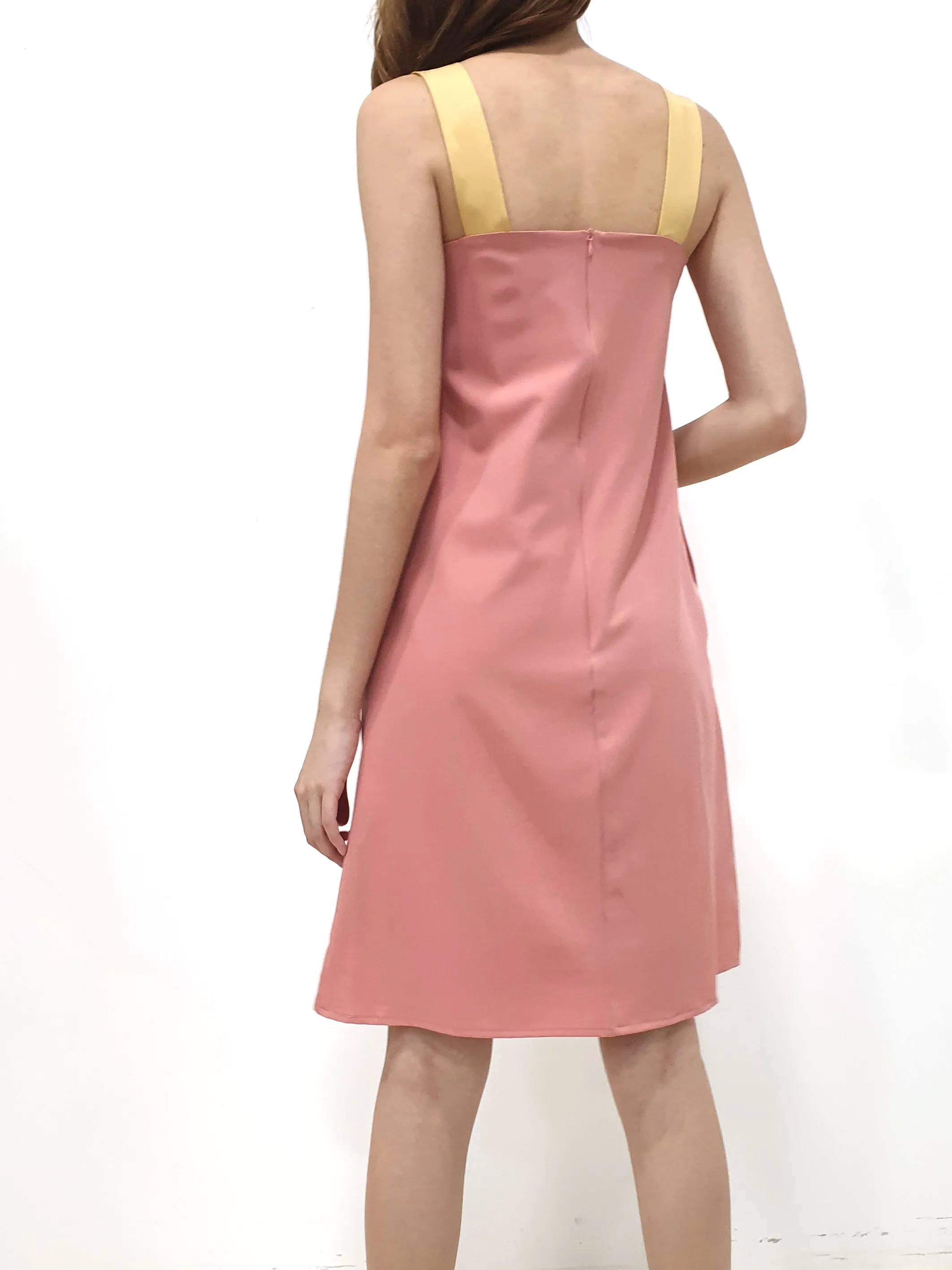Contrast Straps Embroidery Dress (Non-returnable)