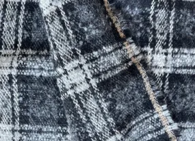 Cool Monochrome Ash Plaid Wool Blend Bouclé (Made in Italy)