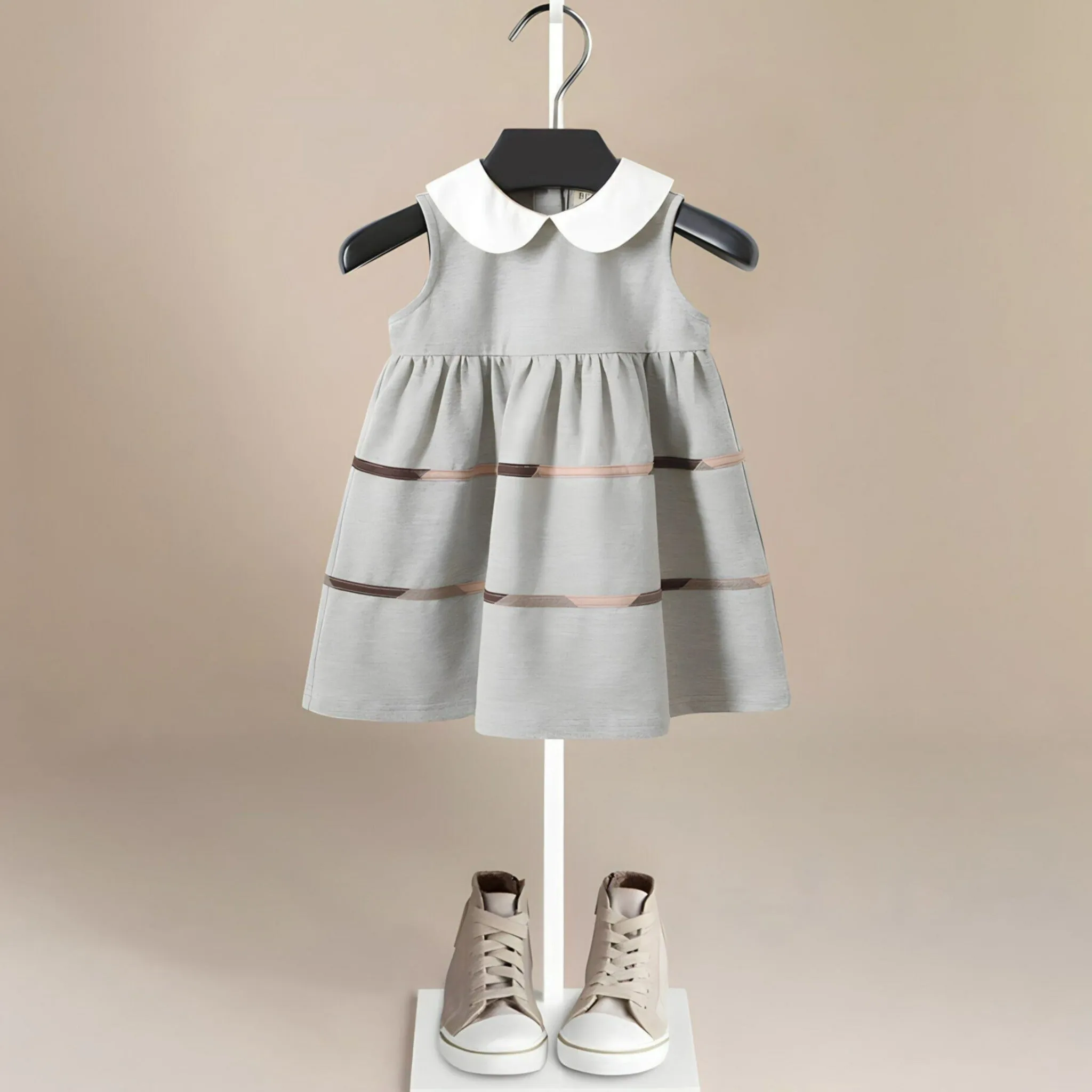 Cordelia Cotton Girls' Dress in Gray