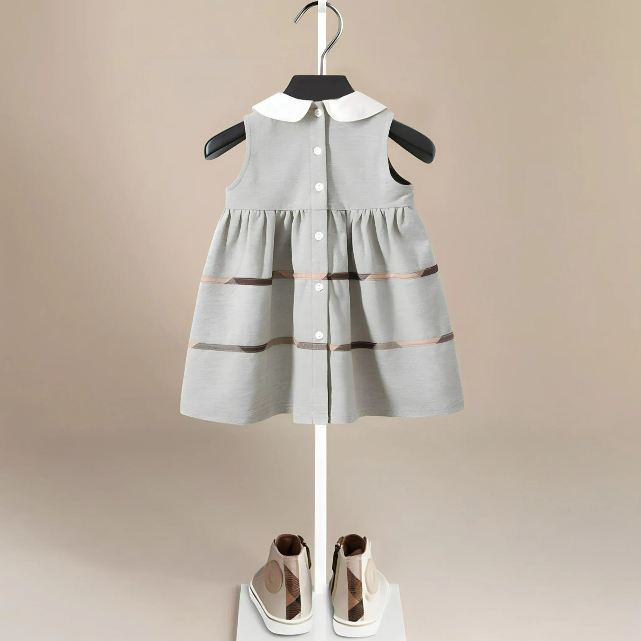 Cordelia Cotton Girls' Dress in Gray